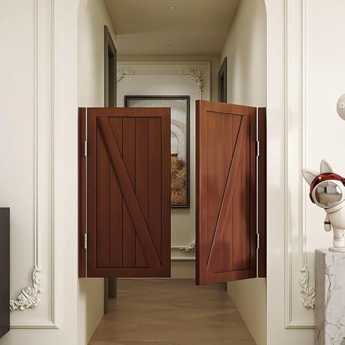 Elegante Schwingtüren aus Massivholz for Cafés – Halbhohe Salontüren mit Edelstahlscharnieren for Küchen/Cafés/Wohnräume(Brown,90x70cm) von POYSCFLQB