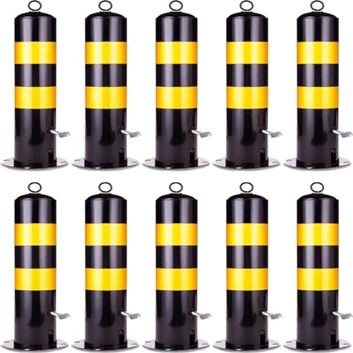 Lockable Detachable Parking Bollard - Heavy Duty Traffic Barricade Post with Reflective Strips & Chain (55/65/75cm)(H55cm 10pc) von POYSCFLQB
