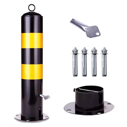 Lockable Detachable Parking Bollard - Heavy Duty Traffic Barricade Post with Reflective Strips & Chain (55/65/75cm)(H75cm 1pc) von POYSCFLQB