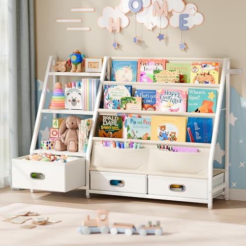 POZILAN Kinder-Bücherregal und Spielzeugaufbewahrung – 3-stöckiges Kleinkind-Bücherregal für Kinderzimmer, Baby-Bücherregal mit 3 Schubladen, Spielzeug-Aufbewahrung, Organizer, Kinderzimmer, POZILAN Kinder-Bücherregal und Spielzeugaufbewahrung – 3-stöckiges Kleinkind-Bücherregal für Kinderzimmer, Baby-Bücherregal mit 3 Schubladen, Spielzeug-Aufbewahrung, Organizer, Kinderzimmer, von POZILAN