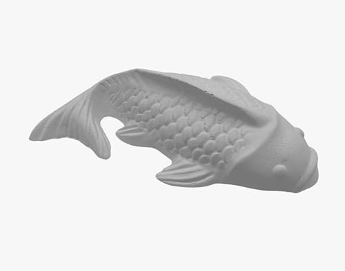 PP Pink Peachy Steinfigur Koi Fisch Steinguss Beton Gartenfigur Karpfen 28 cm Weiss von PP Pink Peachy