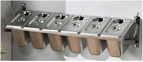 PP-Vic Pizzabelagstation, Wandmontierter Pizzabelagbehälter, Lebensmittelbehälter Aus Edelstahl Mit Deckel Für Soße, Salat, Marmelade, Obstbeläge, Geeignet Für Die Speisekammer,70x22x18cm von PP-Vic
