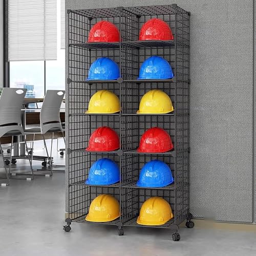 PP-Vic Stapelbarer Aufbewahrungs-Organizer Zum Aufstellen Auf Dem Boden, Extra Großes Fassungsvermögen Für Schutzhelme Im Geschäft/In Der Fabrik, Abnehmbare Drahtregale,Black12 grids PP-Vic Stapelbarer Aufbewahrungs-Organizer Zum Aufstellen Auf Dem Boden, Extra Großes Fassungsvermögen Für Schutzhelme Im Geschäft/In Der Fabrik, Abnehmbare Drahtregale,Black12 grids von PP-Vic
