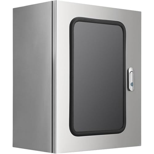 PP-Vic Wandmontierter Elektrokasten Für Den Innenbereich, Edelstahl-Anschlusskasten Mit Montageplatte Und Sichtfenster, Gehäusekasten Für Elektronische Geräte Mit Verstärktem Schloss,40x30x20cm von PP-Vic