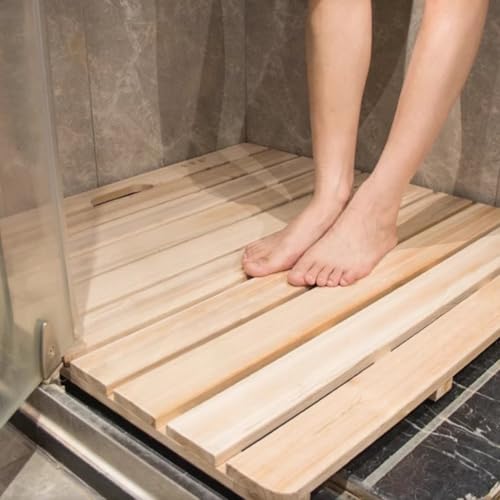 PP-Vic rutschfeste Duschmatte Aus Holz, Dusch-Spa-Matte Aus Massivholz, rutschfeste Badewannenmatte, Eck-Dusch-Spa-Matte, Teakholz Massivholz,A 90 * 90 von PP-Vic