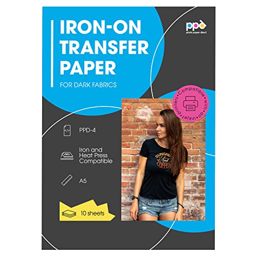 PPD 10 x A5 Inkjet Premium Transferpapier für Dunkles Textil, Bügeleisen, Transferpresse PPD-504-10 von PPD