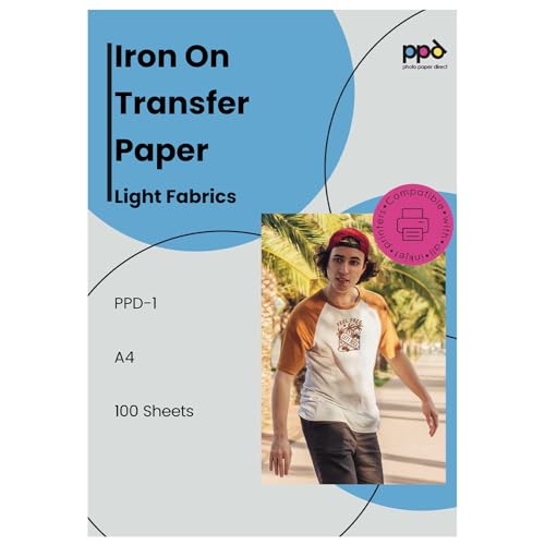 PPD 100xA4 Inkjet Premium Transferpapier für helles Textil, Bügeleisen und Transferpresse PPD-1-100 von PPD