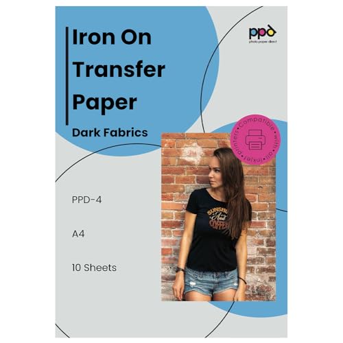 PPD 10xA4 Inkjet Premium Transferpapier für dunkles Textil, Bügeleisen und Transferpresse PPD-4-10 von PPD