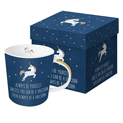 PPD Always Unicorn Trend Real Gold Porzellantasse, Kaffeetasse, Kaffee Becher, New Bone China, Blau / Weiß / Echtgold, 350 ml, 603202 von PPD