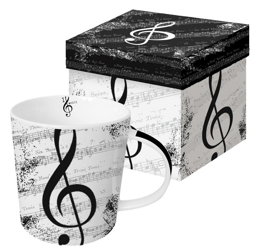 PPD Becher Porzellan Tasse - Becher mit Geschenkbox, Trend Mug Tee - Kaffee, Porzellan Kollektion I love Music 1 Stück, Frühling Vogel - Tiere / Sommer Blumen von PPD