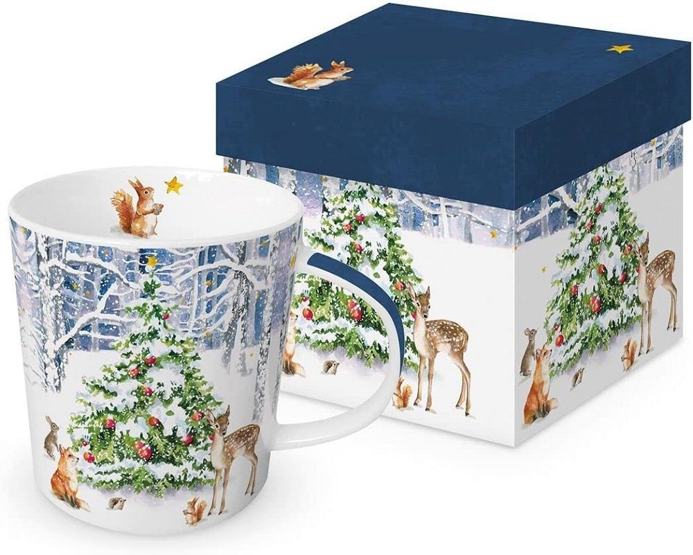 PPD Becher Winterwald -Trendbecher -Winter, Wald, Tiere Mug, Porzellan von PPD