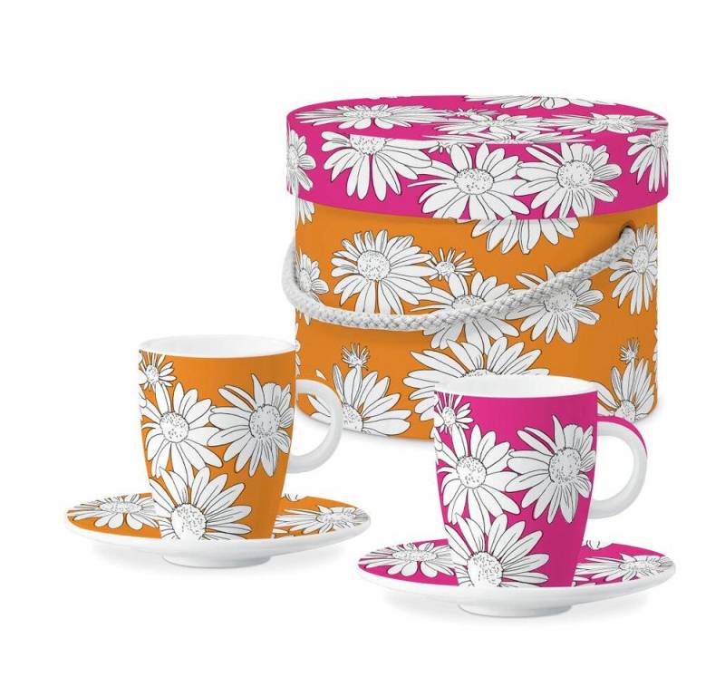 PPD Espressotasse Peggy pink and orange E-Cup 2er Set 80 ml, New Bone China von PPD