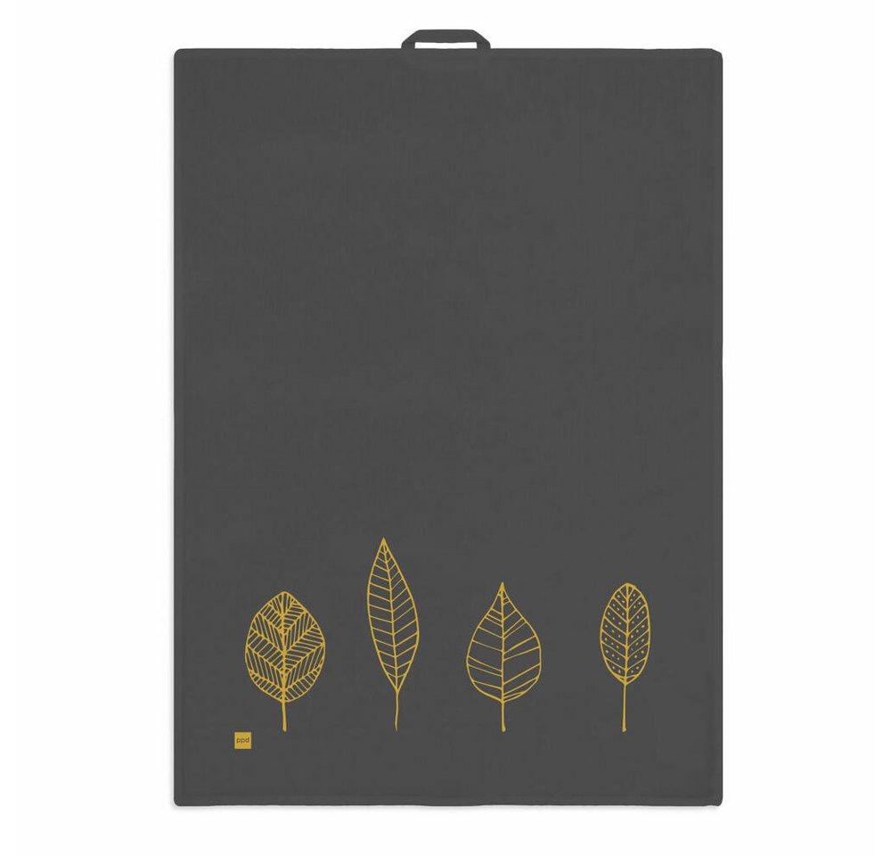 PPD Geschirrtuch Pure Gold Leaves anthracite 70 x 50 cm von PPD