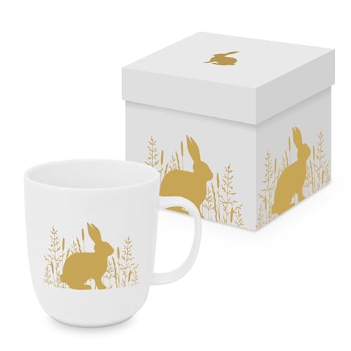 PPD Kaffeetasse Pure Easter Gold 350ml Teetasse Cappuccinotasse Kaffee-Tasse Porzellantasse Henkeltasse Porzellan-Tasse Tee-Tasse Bone China Porzellan von Paperproducts Design