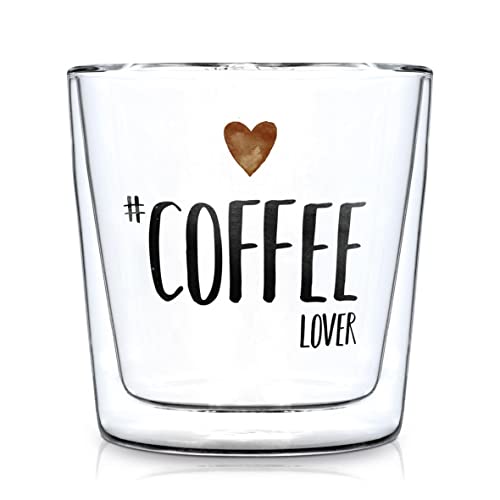 PPD Latte Glas Coffee Lover 300ml Eiskaffee-Glas Latte-Glas Borosilkatglas Glas Eiskaffee Eistee Eiskaffee-Glas Eistee-Glas Latte-Macchiato Aufschrift Kaffeeliebhaber Kaffeeglas Kaffee von Paperproducts Design