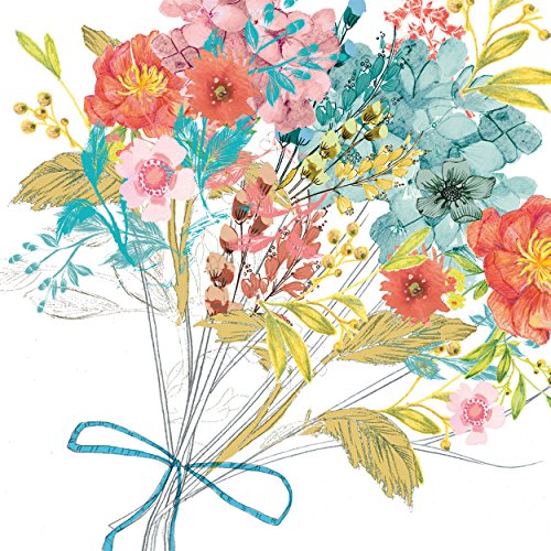 PPD Louise Bouquet Servietten, 20 Stück, Tischservietten, Tissue, Weiß/Bunt, 33 x 33 cm, 1331917 von Paperproducts Design