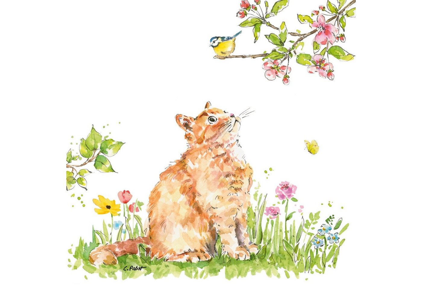PPD Papierserviette 20 Servietten Cat & Bird 33x33cm, (20 St) von PPD