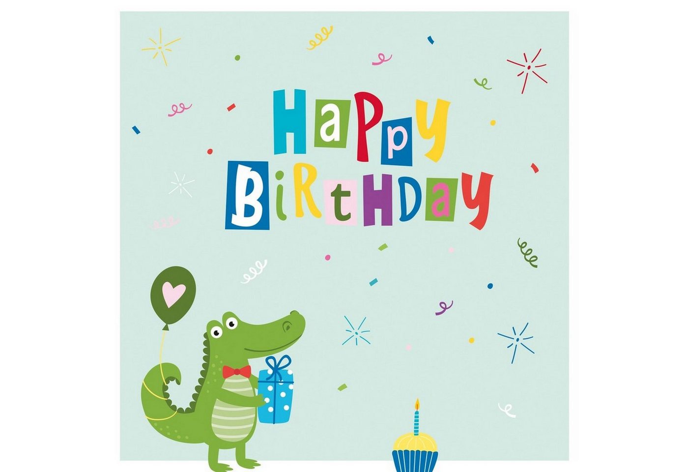 PPD Papierserviette 20 Servietten Croco Birthday 33x33cm, (20 St) von PPD