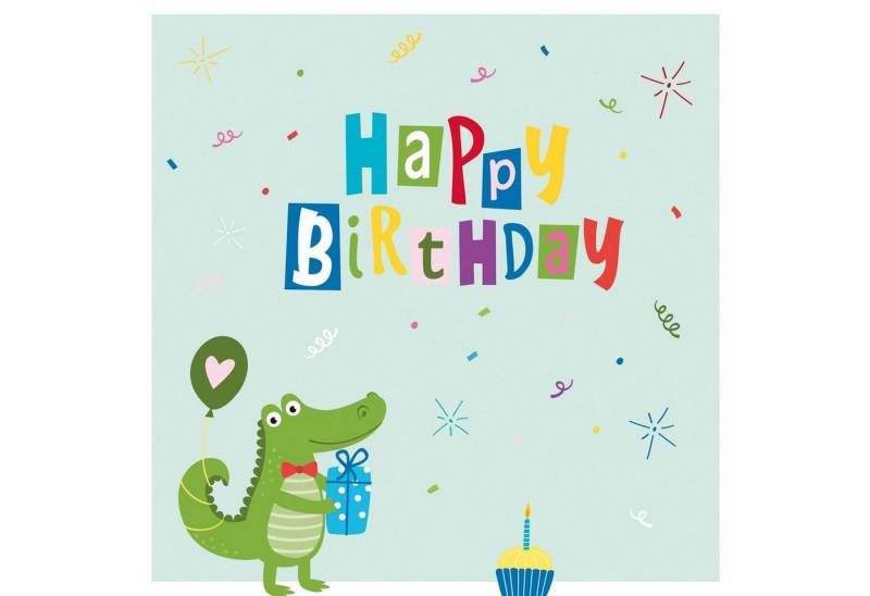 PPD Papierserviette 20 Servietten Croco Birthday 33x33cm, (20 St) von PPD