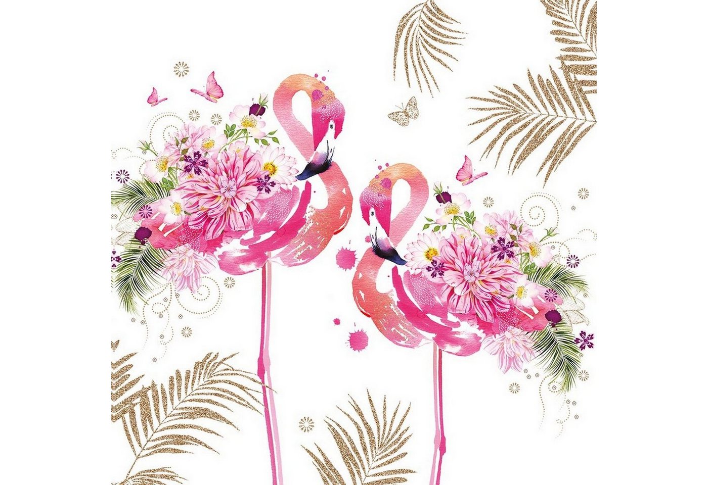 PPD Papierserviette 20 Servietten Floral Flamingos 33x33cm, (20 St) von PPD