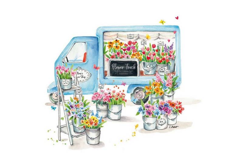 PPD Papierserviette 20 Servietten Flower Truck 33x33cm, (20 St) von PPD