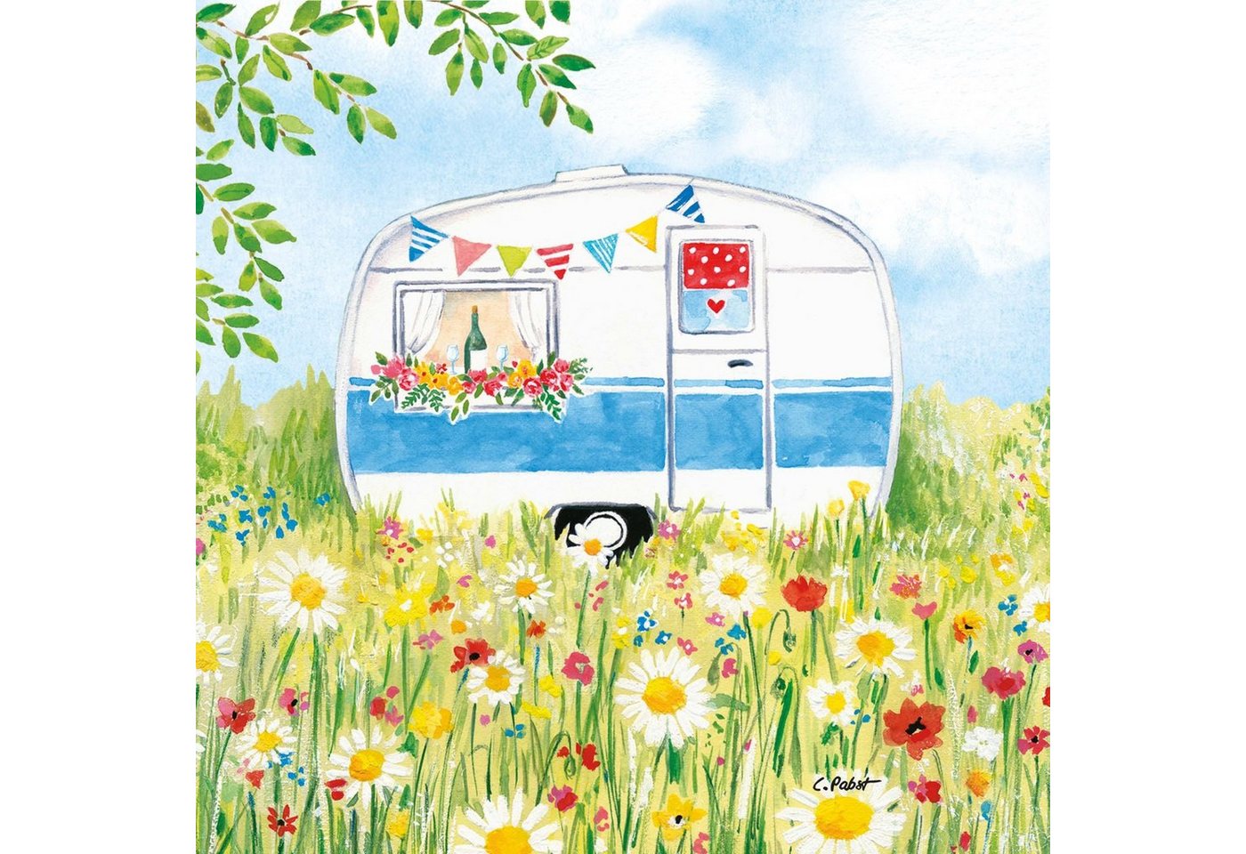 PPD Papierserviette 20 Servietten Happy Camping 33x33cm, (20 St) von PPD