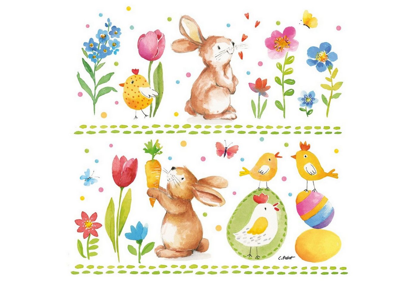 PPD Papierserviette 20 Servietten Rabbits at Work 33x33cm, (20 St) von PPD