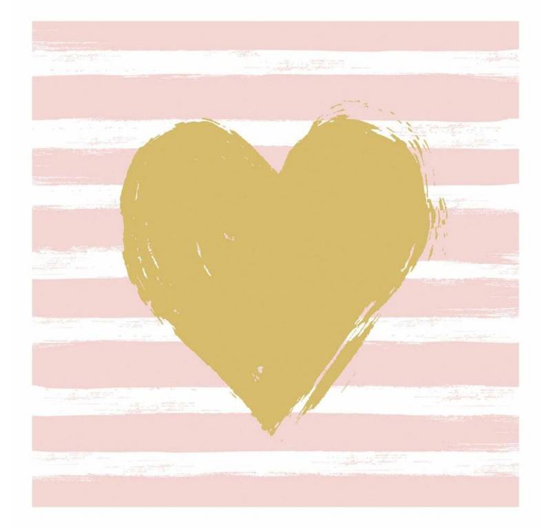 PPD Papierserviette Birthday Hearts & Stripes Rosé 20 Stück 33 cm von PPD