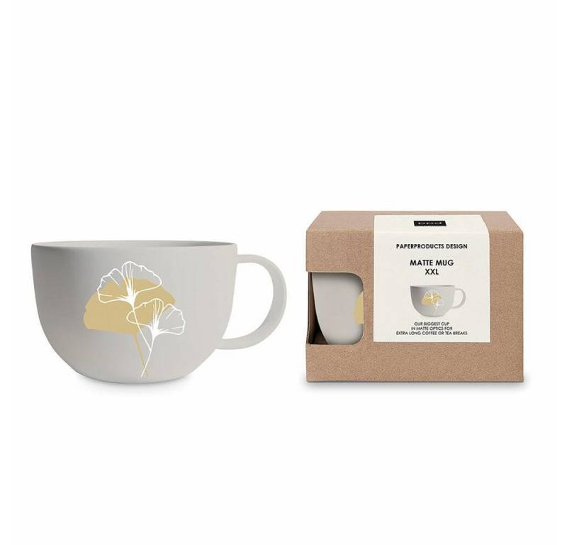 PPD Tasse Golden Gingko taupe Matte Mug XXL 550 ml, New Bone China von PPD