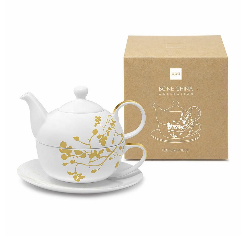 PPD Tasse Pure Branch gold Tea4one Set 3-tlg. 450 ml, Bone China von PPD