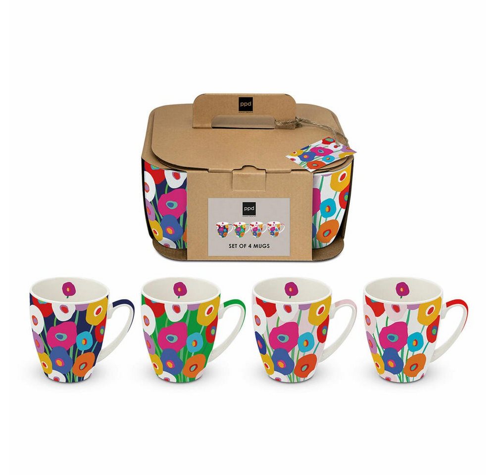 PPD Tasse Super Bloom x 4 Mug Set 4er Set 350 ml, New Bone China von PPD