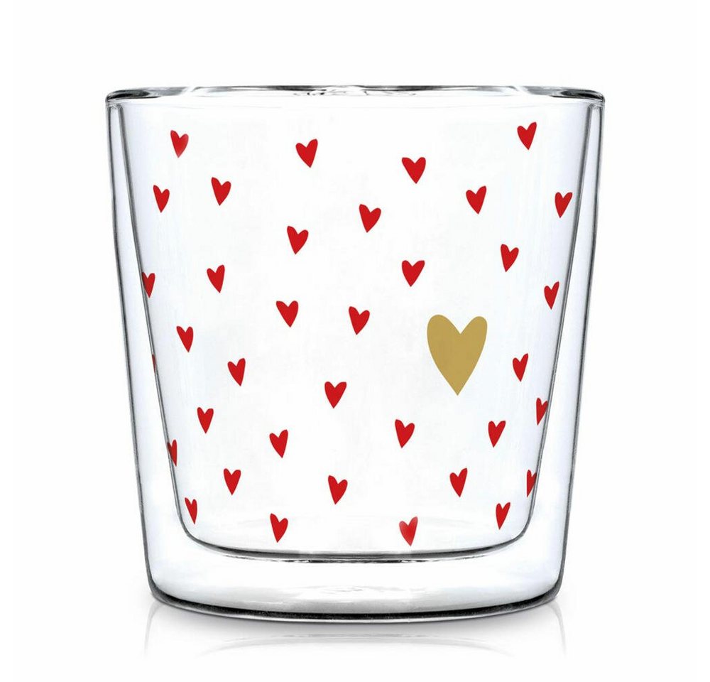 PPD Teeglas Doublewall Trendglass Little Hearts Real Gold 300, Borosilikatglas von PPD