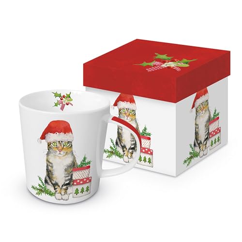 Tasse Henkelbecher Katze Weihnachten von PPD