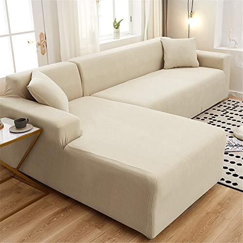 PPDD Einfarbig elastische Sofa Bezug Volle Deckung Anti-rutsch L-Form schonbezug Sofa weich Allgemeiner Zweck Couch abdeckungen Nicht deformiert Für Kind Pet etcJ-3 Seater (190cm~230cm) von PPDD