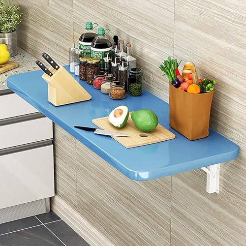 Platzsparender Wandtisch – Faltbarer Esstisch, Schreibtisch und Computertisch für Kleine Räume(Size:50X40CM,Color:blue) von PPGE HOME