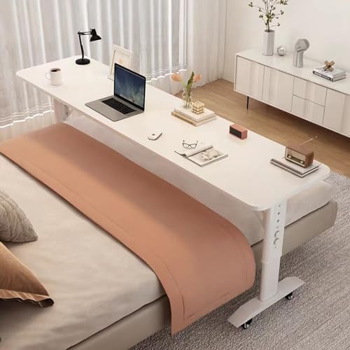 üBerbetttisch Mit Rollen Basic Height-Adjustable Desk Pflegetisch Auf Rollen Schreibtisch Pc-Tisch üBer Dem Bett Computertisch Mobiler Laptop-Notebook-StäNder FüR Schlafzimmer/Kranke(Size:210x50x68cm) von PPGE HOME