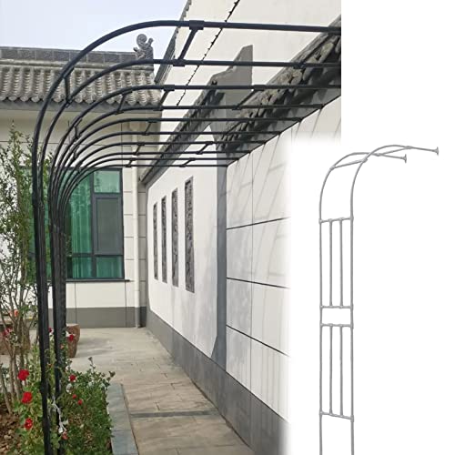 0,6 m - 2,4 m langer schwarzer Gartenbogen, strapazierfähig, halbe Seitenbögen für Wand, weiße Gartenlaube für Gartenpflanzen, unterstützt Eisen-Spalier/Schwarz/120 x 240 cm von PPGE Home