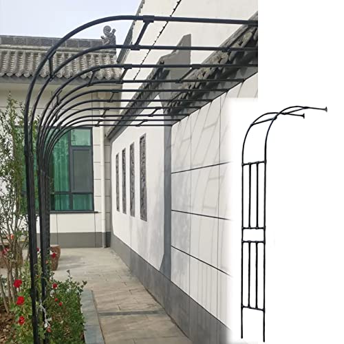 0,6 m - 2,4 m langer schwarzer Gartenbogen, strapazierfähig, halbe Seitenbögen für Wand, weiße Gartenlaube für Gartenpflanzen, unterstützt Eisen-Spalier/Schwarz/120 x 240 cm von PPGE Home