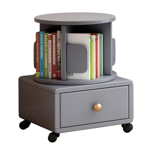 Bücherregal mit 1–4 Ebenen, um 360 ° drehbar, mit Schublade und Rad, zylindrisches Bücherregal für Kinder und Erwachsene, fördert das Interesse der Kinder am Lesen und praktischen Fähigkeiten (Farbe: von PPGE Home