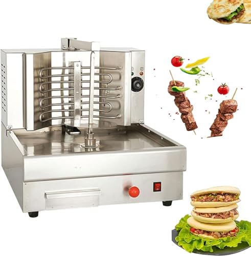 Elektrische Shawarma-Maschine für Zuhause, vertikaler Drehspieß, Edelstahl mit effizienten Heizrohren, 360° drehbar, automatische Kebab-Maschine für Shawarma, Hühnerbräter, Tacos-Fleisch (Farbe: Stil von PPGE Home