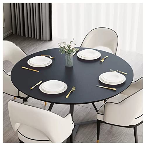 Kunstleder Tischdecke Rund Abwischbar Tischauflage Esstisch Leder Tischunterlage Fleckabweisend Rutschfest Wasserdichte Tischmatte Schreibtisch Unterlage Tischschutz Matt(Size:70 cm,Color:Dark Gray) von PPGE Home