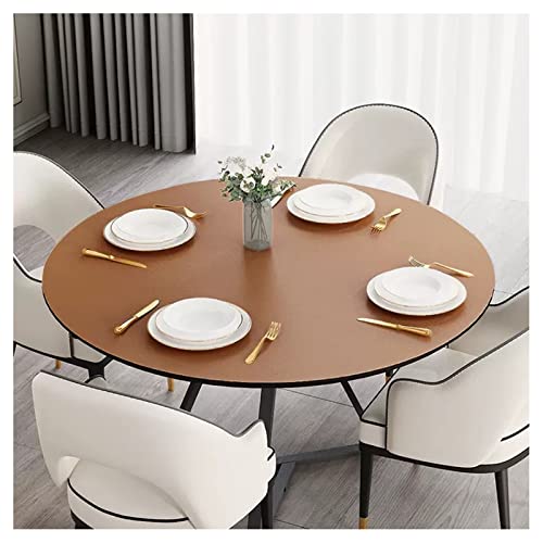 Kunstleder Tischdecke Rund Abwischbar Tischauflage Esstisch Leder Tischunterlage Fleckabweisend Rutschfest Wasserdichte Tischmatte Schreibtisch Unterlage Tischschutz Matten (Size:70 cm,Color:Brown) von PPGE Home