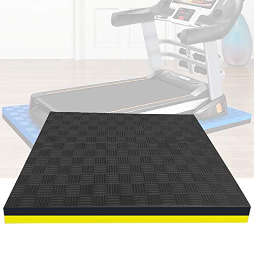 Matte für Laufband Bodenschutzmatte Schallschutzmatte Antivibrationsmatte Unterlage Antirutsch Antirutschmatte Fitnessgeräte Schutzmatte Fitnessgeräte Unterlegmatte Black+Yellow-160×80×2.5 cm von PPGE Home