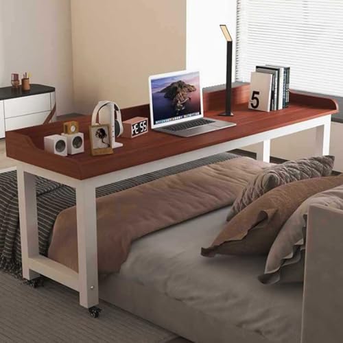 Mobiler Nachttisch mit Rollen, Schreibtisch mit Rollen, Computertisch, Beistelltisch auf Rädern für Doppelbett, Steharbeitsplatz für Zuhause und Krankenhau(Size:180x40x80cm,Color:White frame+dark red) Mobiler Nachttisch mit Rollen, Schreibtisch mit Rollen, Computertisch, Beistelltisch auf Rädern für Doppelbett, Steharbeitsplatz für Zuhause und Krankenhau(Size:180x40x80cm,Color:White frame+dark red) von PPGE Home