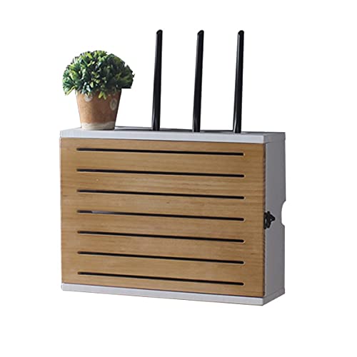 PPGE Home WLAN Router Wandhalterung Box, Holz Router Regal, Router Verstecken Box, Kabel Cable Organizer Box, Wand WiFi Router Aufbewahrungsbox, Router Storage Box Weiß, T von PPGE Home