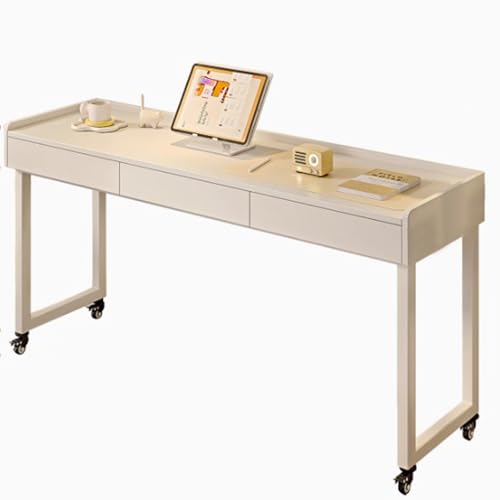 Schreibtisch mit Rollen, Beistelltisch auf Rädern für Doppelbe, Computertisch, Steharbeitsplatz, Essenstablett, Schreibtisch, Rolltisch, für das Schlafzimmer zu Hause(Size:180×60×80cm,Color:b) von PPGE Home