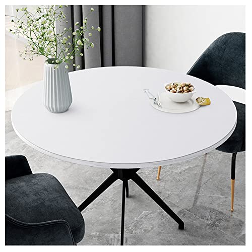 Tischwäsche Rund Wasserdicht PU Leder Tischdecke Abwischbar Tischauflage Kunstleder Schutz für Tischplatte Küche Esstisch Tischschutz Tischdeckenunterlage Rutschfest Tischunterl(Size:70 cm,Color:Weiß) von PPGE Home
