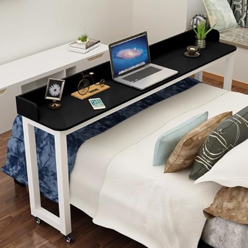 Überbetttisch mit Rollen, Betttisch Laptop Pflegetisch Mobiler Schreibtisch Computertisch auf Rollen fürs Bett, Beistelltisch auf Rädern für Doppelbett(Size:180×40×80cm,Color:D) von PPGE Home