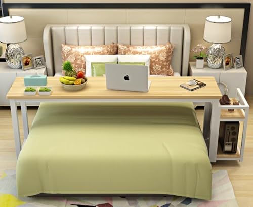 Überbetttisch mit Rollen, Mobiler Nachttisch mit Rollen, Mobilitätstisch über dem Bett, Essenstablett, Schreibtisch, Rolltisch, für das Schlafzimmer zu Hause(Size:230×40×80cm,Color:C) von PPGE Home