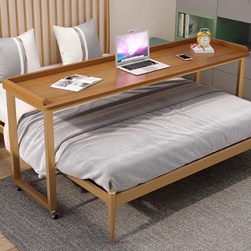 Überbetttisch mit Rollen, Mobilitätstisch über dem Bett, Computertisch, Steharbeitsplatz, BüRotisch, Tisch auf Rollen für Zuhause und Schlafzimmer(Size:140X40X80CM,Color:D) von PPGE Home